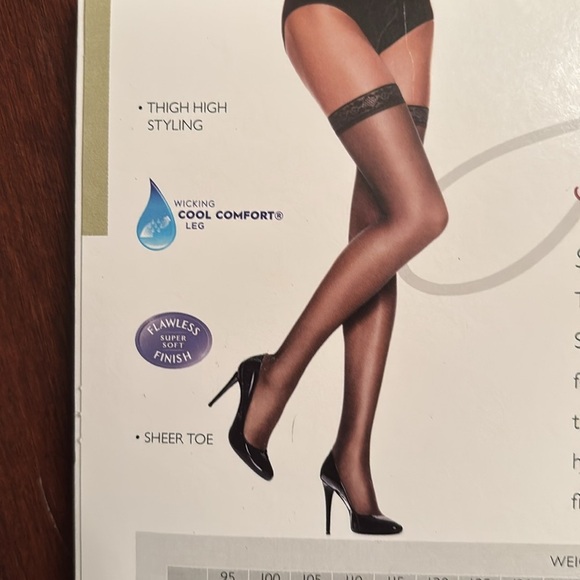 Brand New Hanes Silk Reflections Set of Two Pairs Thigh Highs Black Sheer Hose - Picture 14 of 14